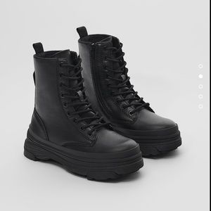 ZARA Girls Thick Sole Laced Ankle Boots